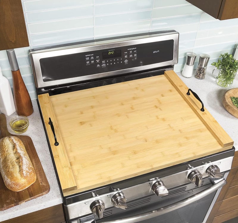 Gashell Noodle Board Wood Stovetop Cover with Handles for Electric/Gas Stove Top(Bamboo) - Image 3